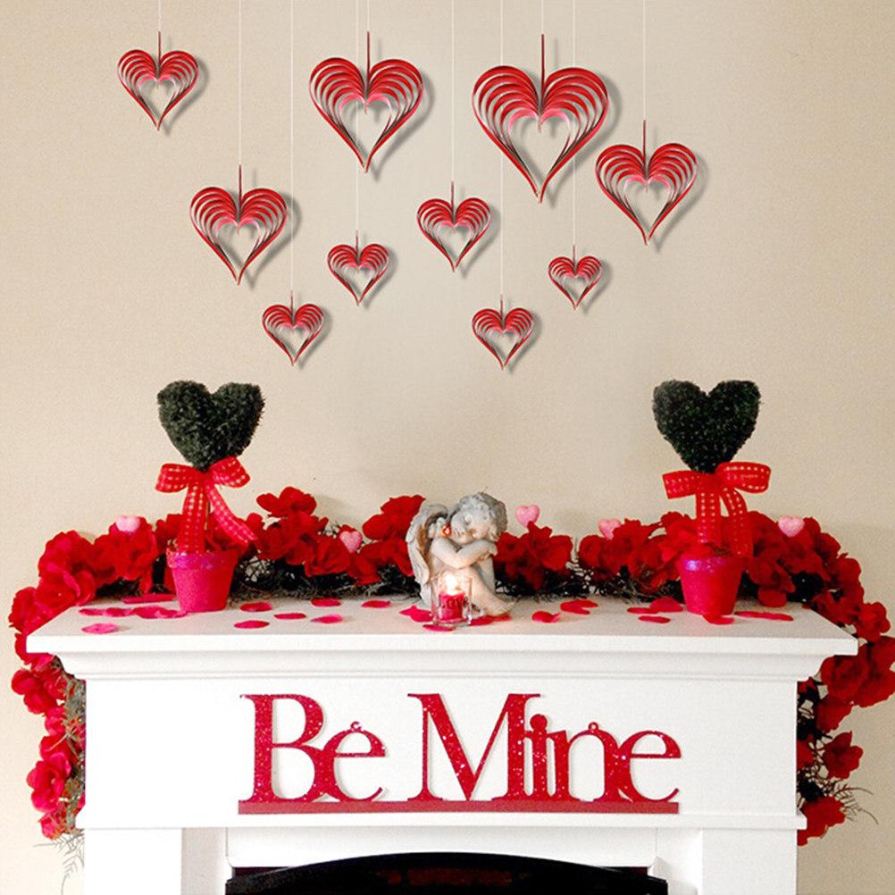 4Pcs Heart Shaped Hanging Decor Premium Thick Gloss Paper Romantic 3D Party Decor for Valentine's Day Wedding Birthday Home