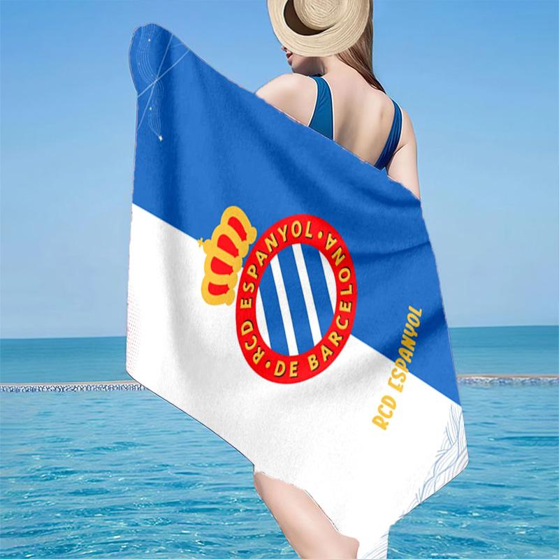 Real Sociedad Crest Design Microfiber Beach Towel, Lightweight And Quick-Dry, for Summer Travel, Beach Essential, Swimming Pool