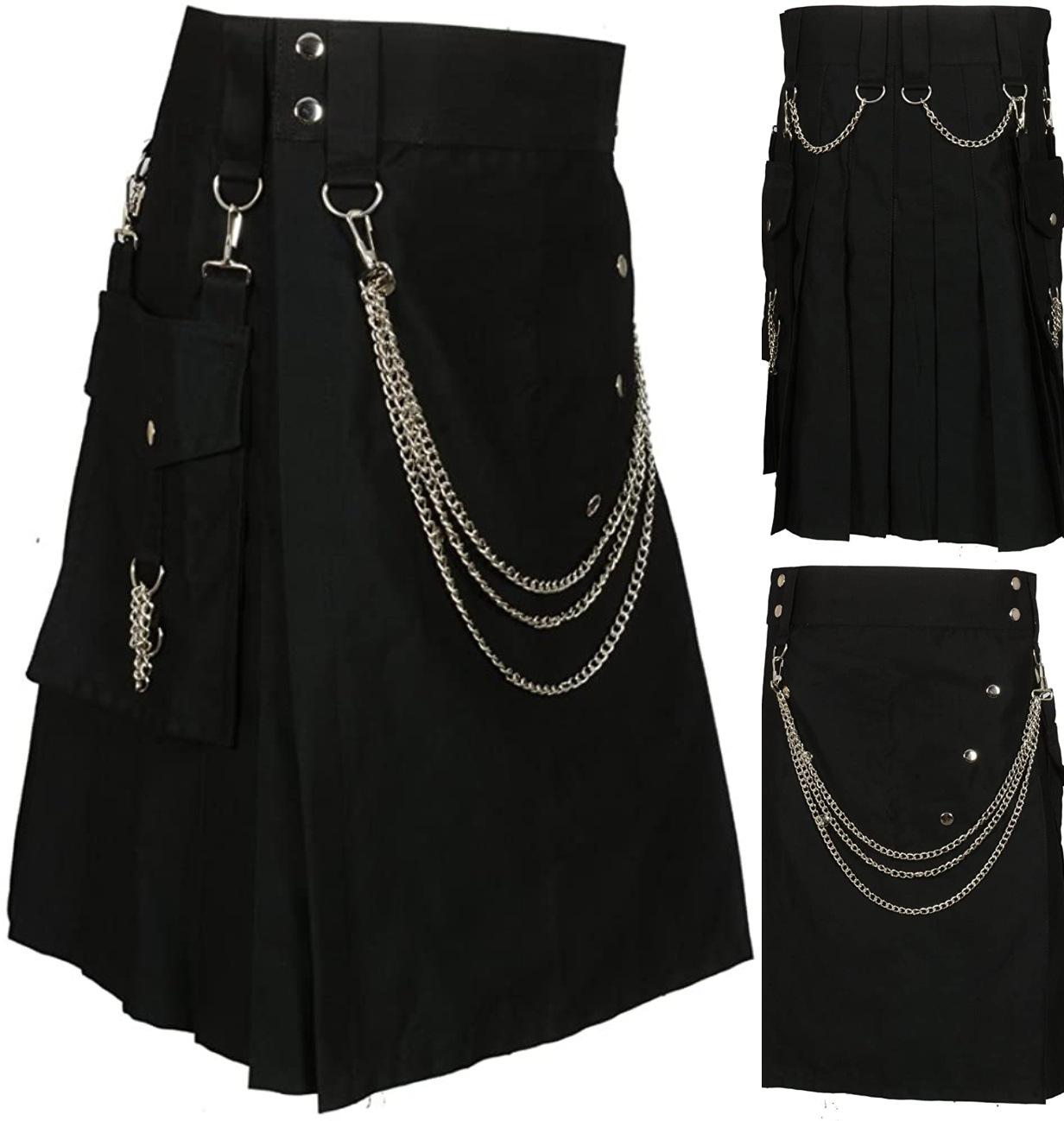 Men s Popular Scottish Festival Pleated Chain Skirt - Breathable, Casual, Lightweight L
