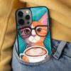 Cute Animal Cat Coffee Soft Phone Case for iPhone 17 Air 16e Pro max 15 Pro 13 14 Plus 11 12 MagSafe Magnetic Coque