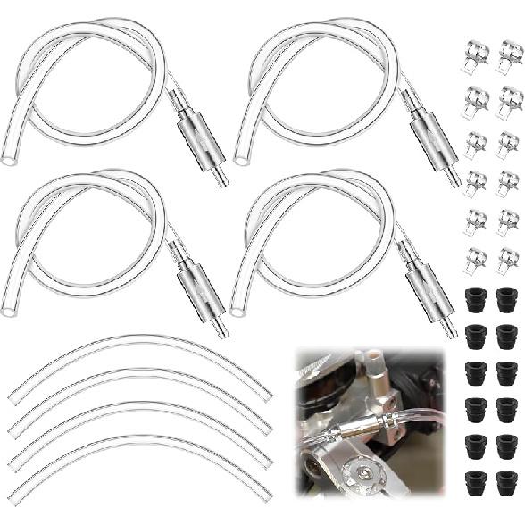 Meonum 2 Pack Brake Bleeder Hose, Motorcycle Brake Bleeder Kit With Nozzle Cap & Clamp, One Way Check Valve Tube Bleeding Tools For Hydraulic System