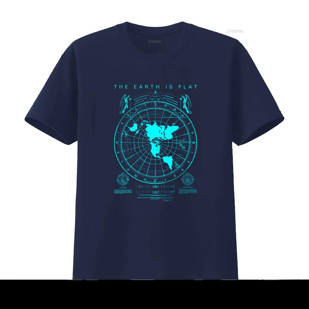 Flat Earth Map Print T Shirt Is Design Firmaunisext Plies New World Order Vintage Washed Designer Clothes Graphic Versatile