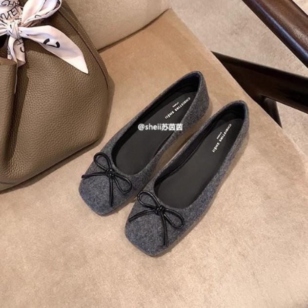 Su Yinyin hat den gleichen weichsohligen Retro-Flachboden mit Schleife, flachmündige flachsohlige Einzelschuhe, Damen-Oma-Schuhe, Pendeln