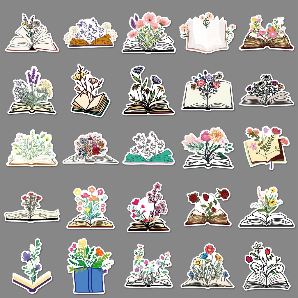 50 Bücher Blumen Doodle Persönlichkeit Cartoon Blumen Kreative DIY Handy Skateboard Koffer Aufkleber
