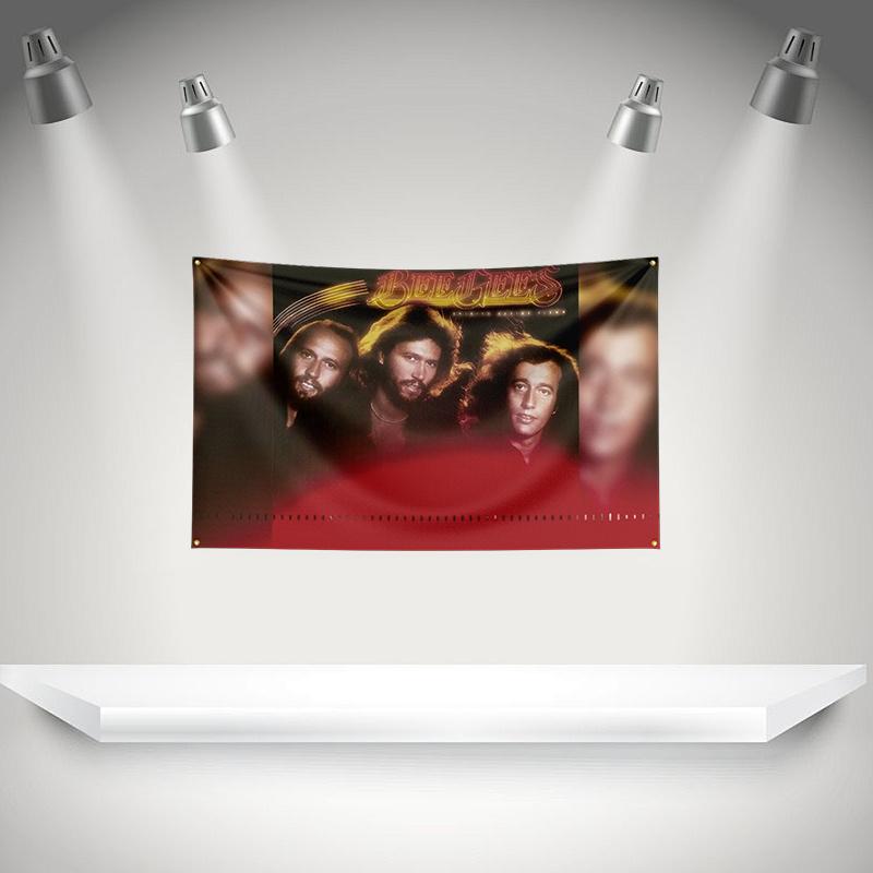 B-bee gees Flag Rock Music Band Banner HD Printing Tapestry Exhibition, Music Band Fans, Garage Decor