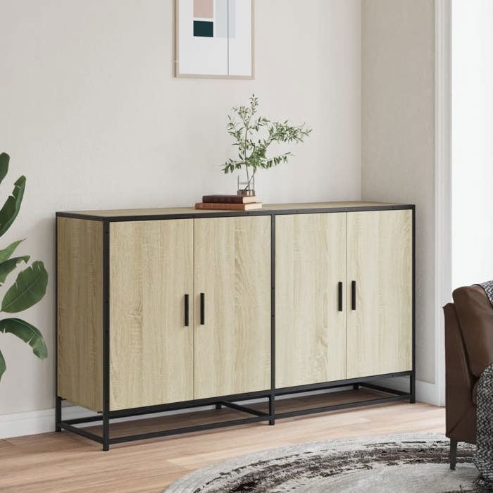 VidaXL Buffet chêne sonoma 134x35x76 cm bois d'ingénierie, meuble de rangement, meuble de rangement de cuisine, meuble de 3300816