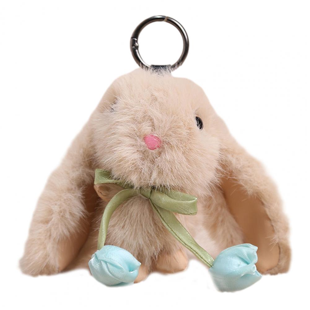 Rabbit Lop-Eared Charm Tulip Lop-Eared Rabbit Plush Keychain Soft Skin-Friendly Bunny Pendant With Ribbon Bow Cute Bag Charm