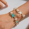 Bohemian Style Acetate Starfish Bracelet with Pearl Decorations Hand Chain  Girls Couple Gift