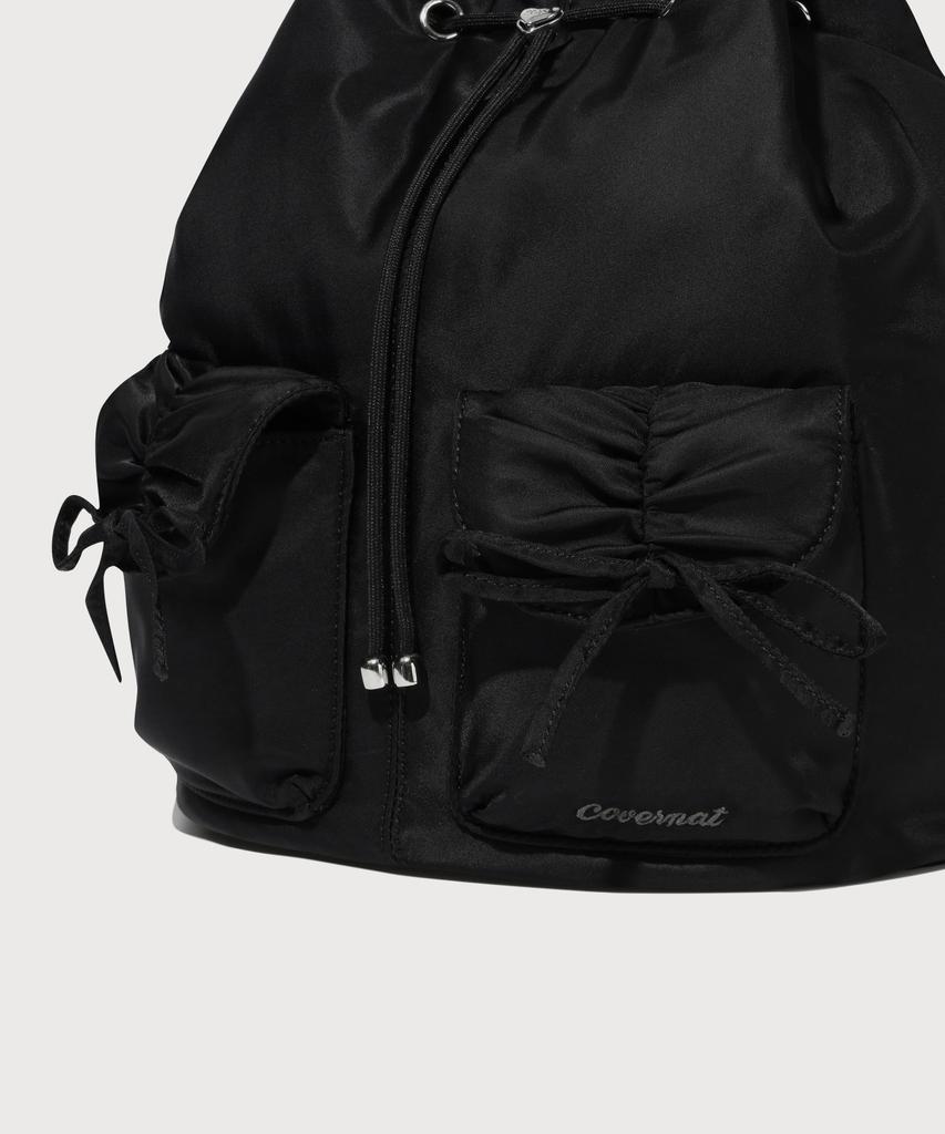 Covernat Woman Clover Heart Nylon Ribbon Backpack Black