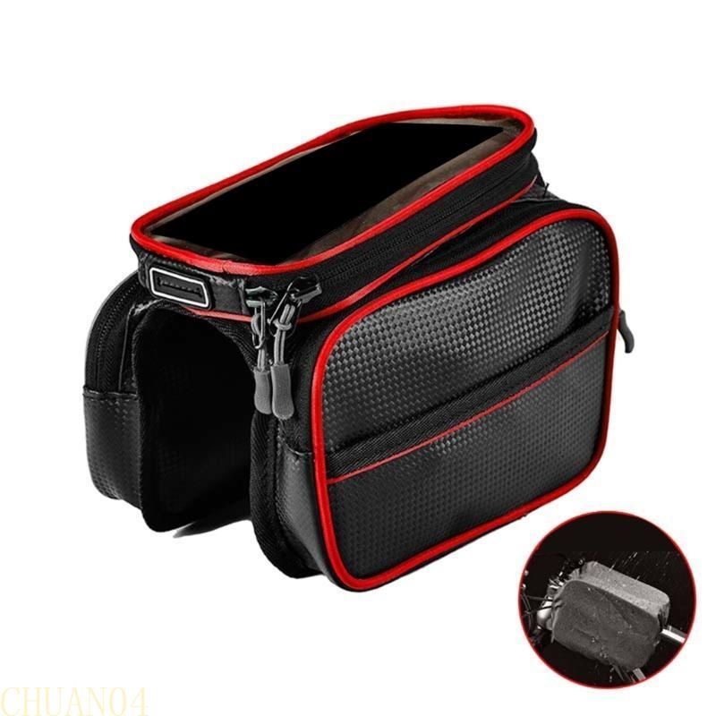 A1A2 Bike Phone Mount Holder Handlebar Bag Mountain Bicycles Front Top Tube Pannier Pouch Large Capacity Bike Front Frame Bag