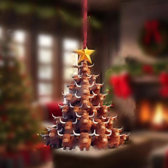 Tierischer Weihnachtsbaum-Anhänger, Acryl, gestapelte Tiere, Baumschmuck, Cartoon-Tiere, Dekoration für die Feiertage, Dekoration, Geschenk