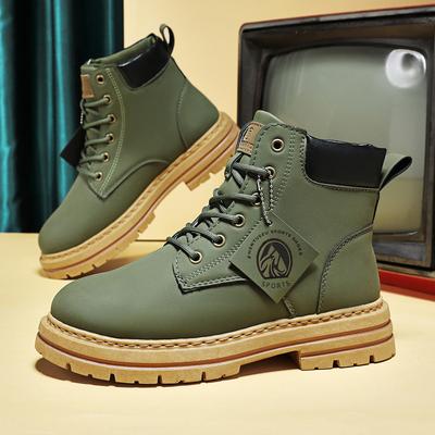Fashion Men's Retro Equestrian Boots High Top Lace-Up British Work Boot Style Outdoor Comfortable Thick Sole Casual Riding Shoes for Men