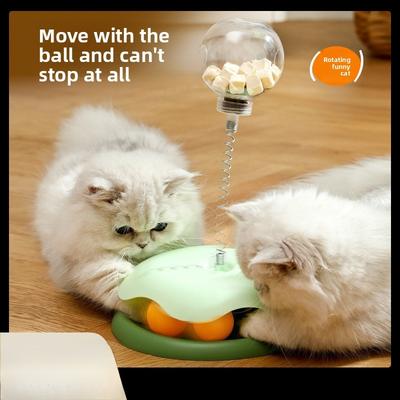 New Cat Teasing Toy Cat Turntable with Spring Transparent Leaking Food Ball Cat Self-hi To Relieve Boredom Cat Teasing Stick Pet Products