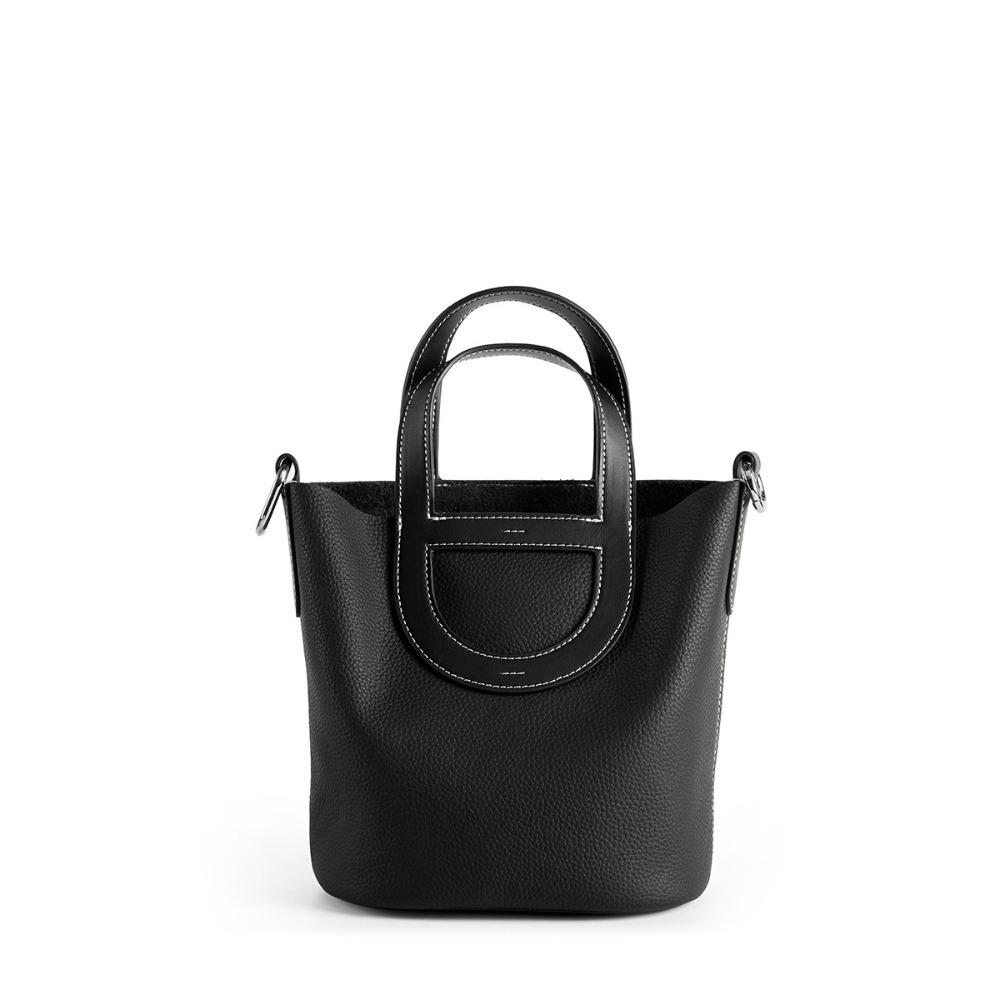 Bolso de Piel Vacuna Nuevo Versátil Portátil Bolso Cesta de Verduras Cuero Genuino Bolso de Mujer Bolso de Hombro Mensajero