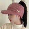 Women S Warm Ponytail Open Top Knit Hat Autumn Winter Versatile