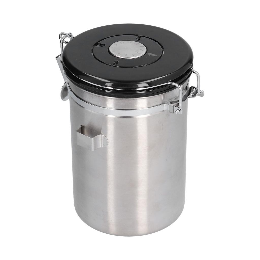 Stainless Steel Coffee Canisters with Calendar Wheel Exhaustable Coffee Jar for Home Coffee Shop