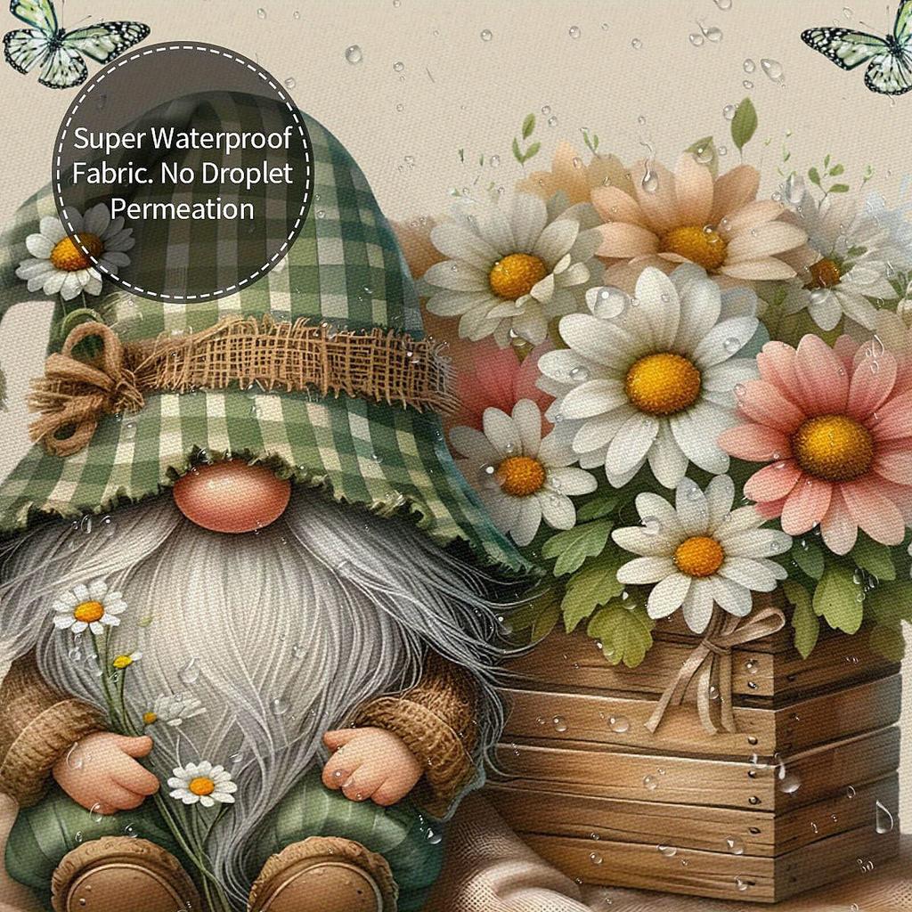 [Cute Gnome Shower] Cute And Fun Daisy Gnome Shower Curtain Set | Home Decoration