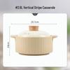 Cream Style Embossed Vertical Stripe Enamel Casserole