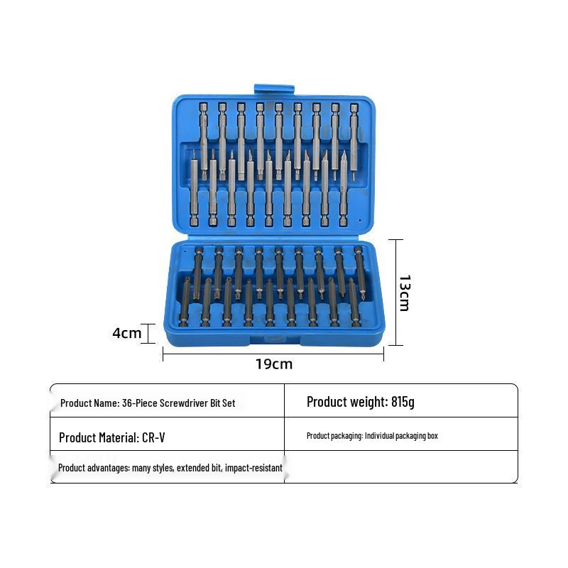 Cross-Border Electric Screwdriver Bit Set: Slotted, Phillips, Hex Interchangeable Heads, Chrome Vanadium Steel.