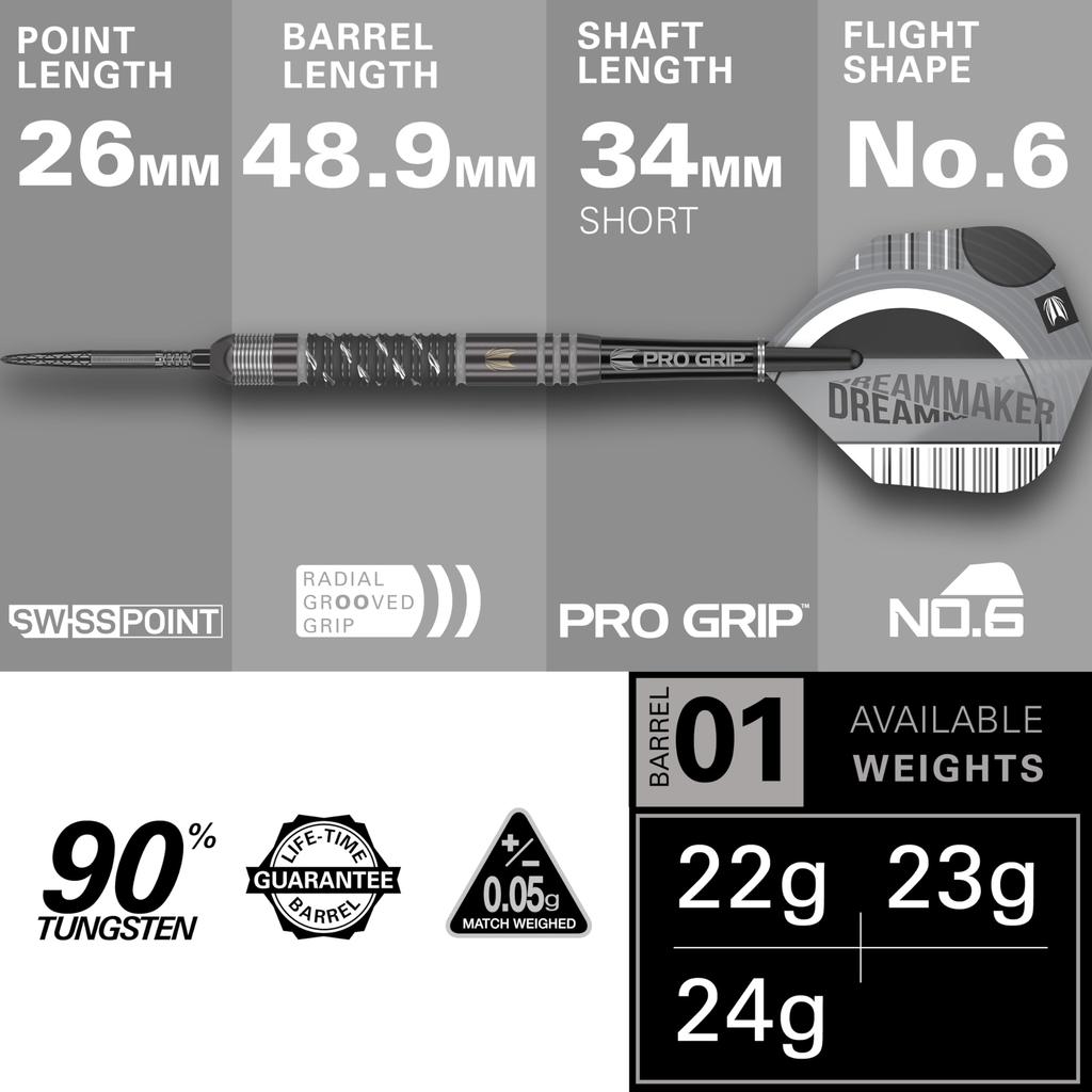 TARGET DIMITRI VAN DEN BERGH x ECHO SP STEEL TIP DARTS 90% (23g)
