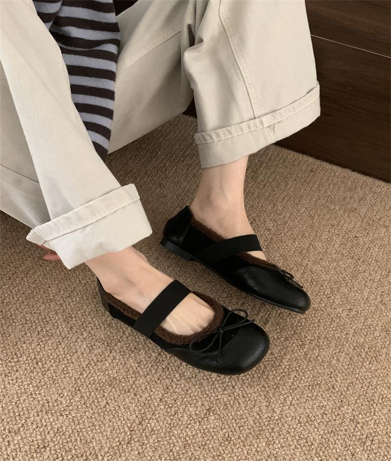 French Mary Jane Small Leather Shoes Women's Autumn and Winter Skirt Single Shoes Small Fragrant Flat Bean Loafers