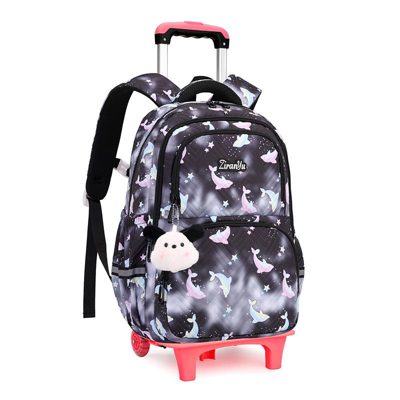 Zaino Scolastico per Bambini con Ruote Borse per Studenti per Ragazze Borsa Trolley Cartella Carina Zaino con Ruote Bambina Ragazze