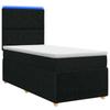 LED Box Spring Bed with Mattress Black 80 X 200 Cm Fabric
