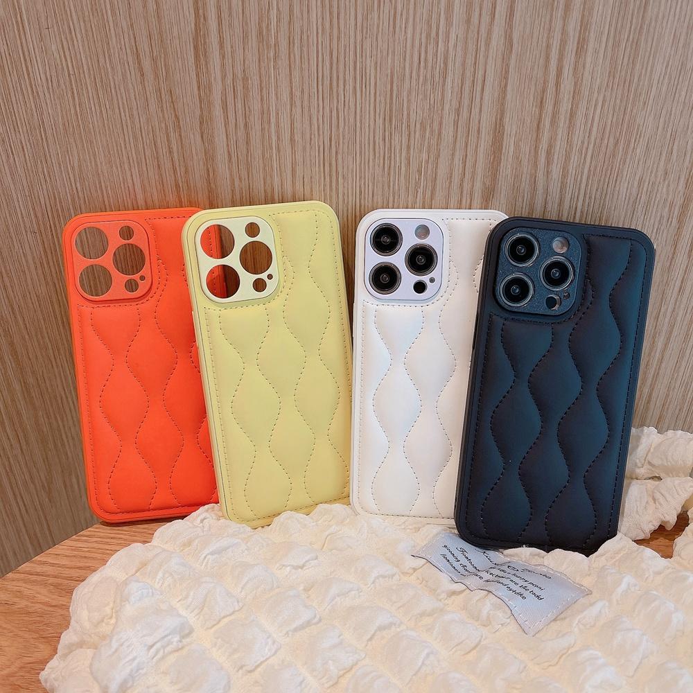 Candy Color Wave Grain Silky Leather Skin Phone Case pro Iphone 14 13 12 11 Pro Max Xr X Xs Shockproof Back Cover
