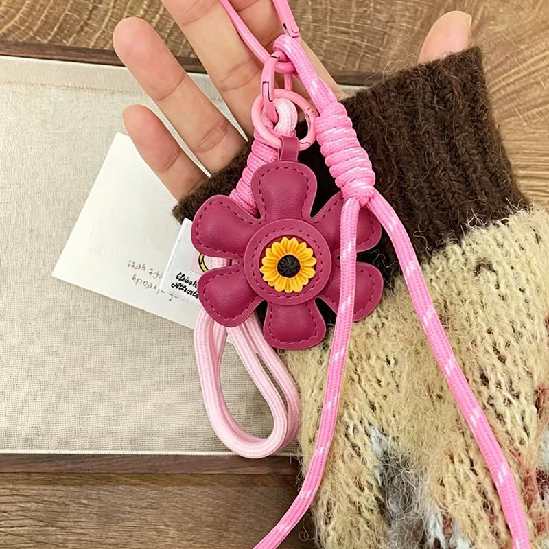 New Faux Leather Sunflower Bag Charms Fashionable Pendant Of Bag Braided Rope Woman Accessories Gift