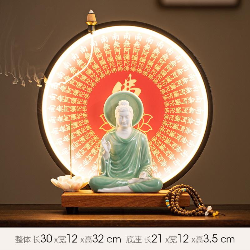 Buda Heykeli Tathagata Buda Figürü Sakyamuni Büyük Buda Heykeli Seramik Lamba Çemberi Tütsülük İçin Özelleştirilmiş Sundurma Ev Dekorasyonu