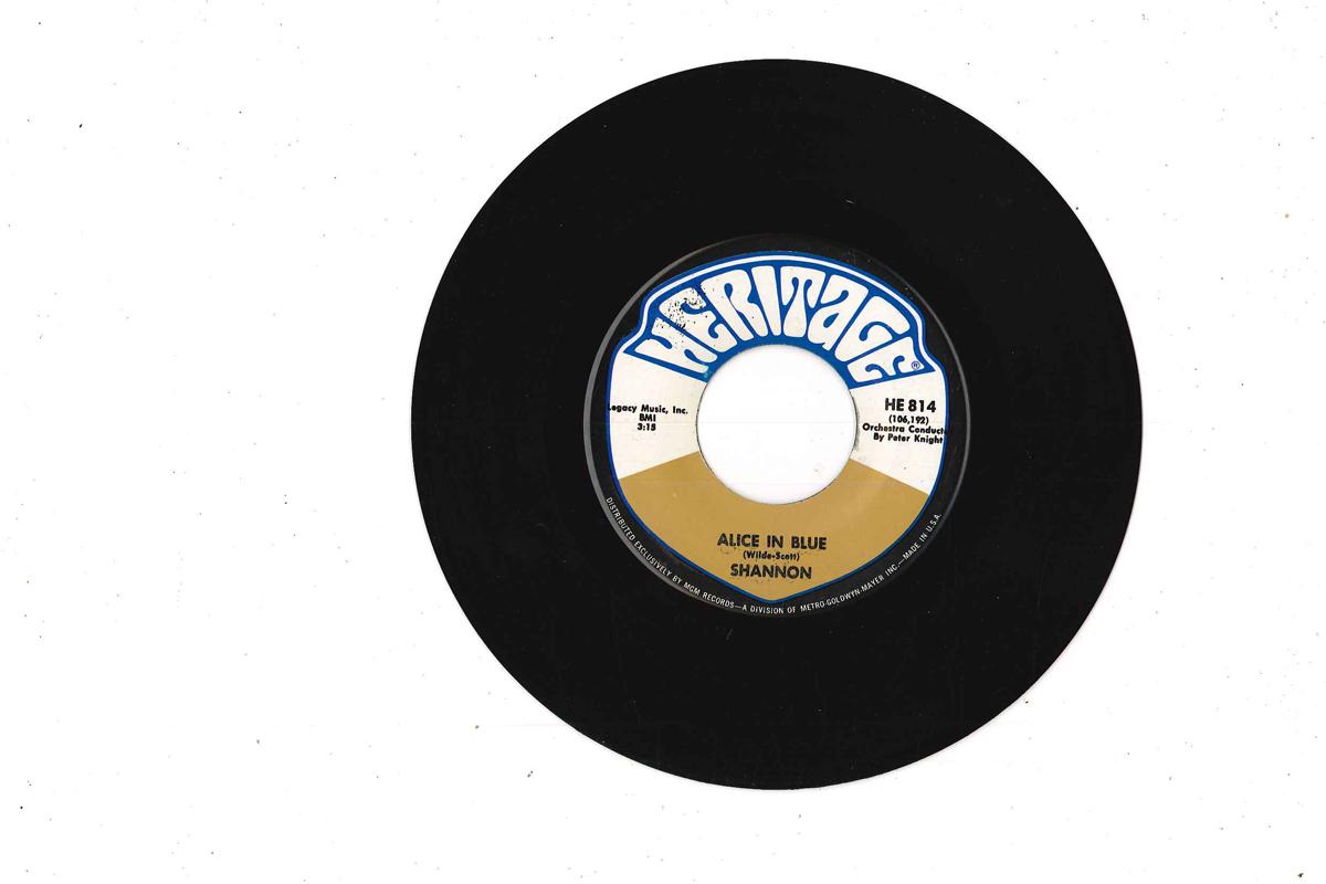 

7inch Record SHANNON - Abergavenny / Alice In Blue HE814 HERITAGE 1969 US Rock Used