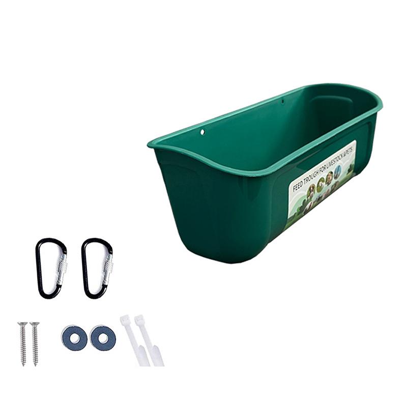 

1 шт. кормушка для уток, безотходная поилка для коз и уток, ведро, кормушка для птицы, контейнер для кормления с зажимами, кормушка для ограждения скота зелёный