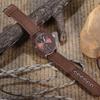 Electronic Analog Wrist Watch Round Nylon Strap Military Wristwatch (Coffee)