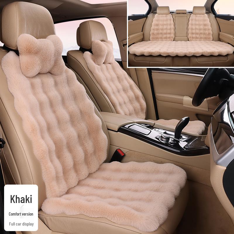 Plush Faux Rabbit Fur Car Seat Cushion: Luxurious Lumbar Support for Autumn and Winter Comfort