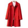 Women Winter Coat Formal Business Style Turn-down Collar Single-breasted Mid Length Overcoat OL Commuting Jacket Solid Color Thick Outerwear