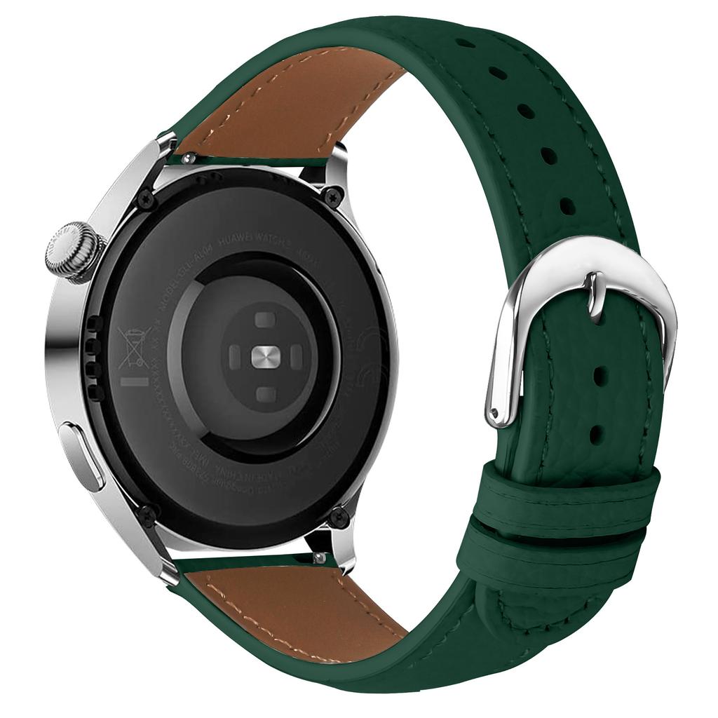 Replacement Strap for Samsung Galaxy Watch 46mm Litchi Texture PU Leather Watch Band with Metal Buckle