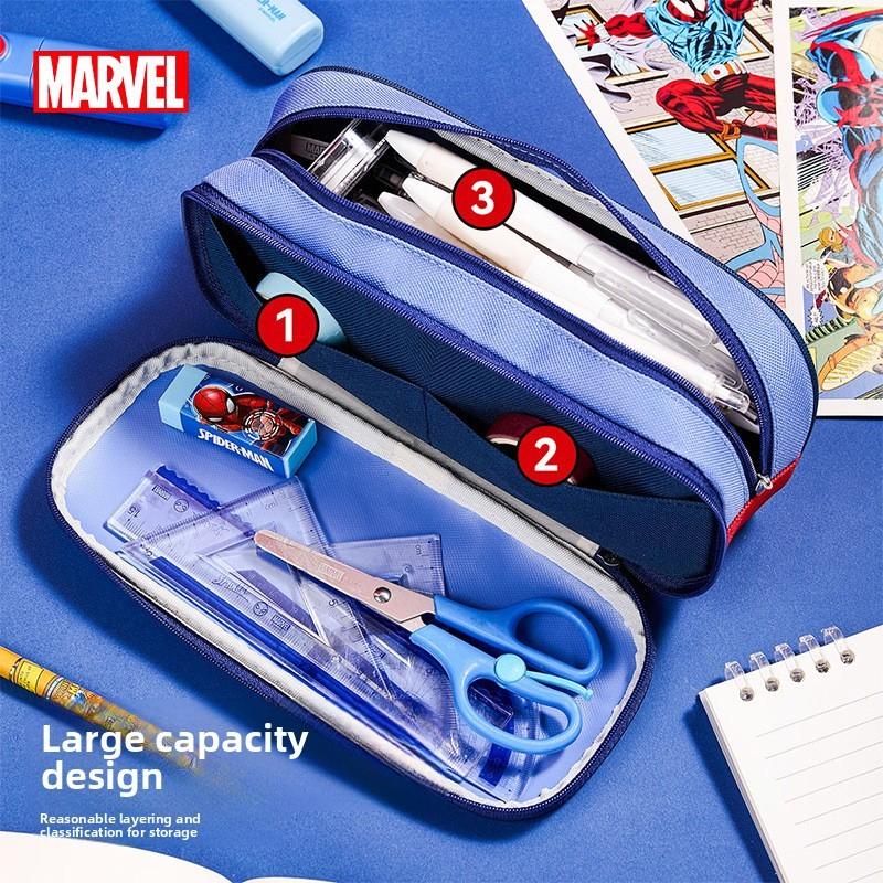 Spider Man Kids Pencil Case With Dual Layers Cartoon Stationery Storage For Elementary School