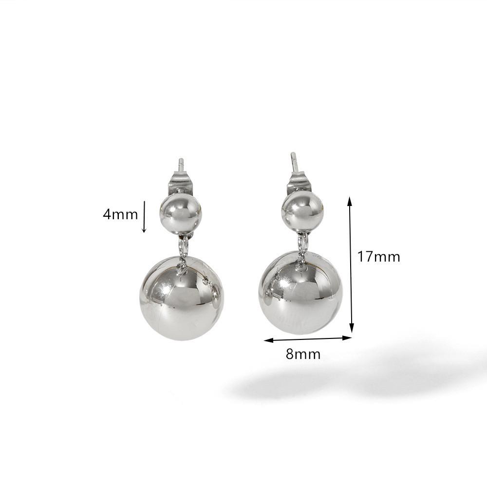 Stainless Steel Gold Double Ball Stud Earrings - Colorfast, Fashionable Everyday Style