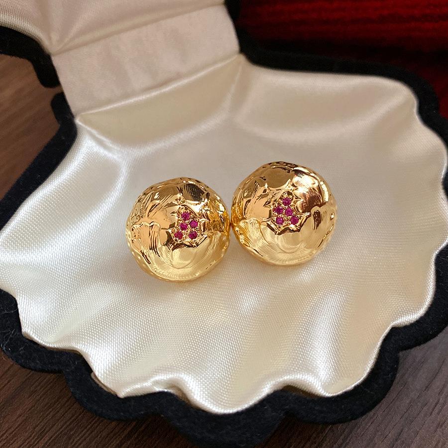 Zircon Round Stud Earrings Vintage Elegant Luxury Jewelry