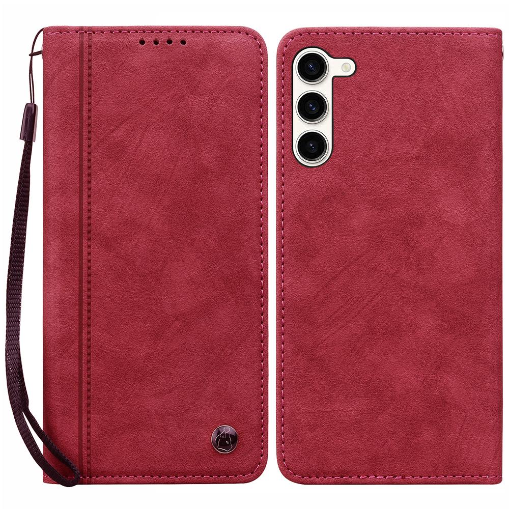 For Samsung Galaxy S23+ Case Lines Pattern Wallet Leather Phone Cover with Strap
