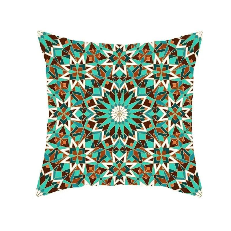 Boho Pillowcase Mystical Abstract Geometric Sofa Pillowcase Ethnic Colorful