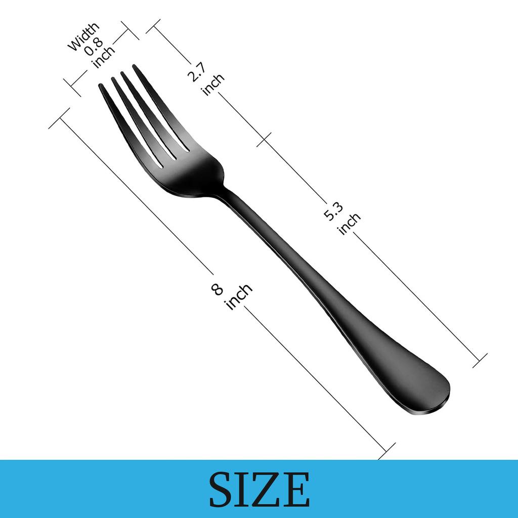Dinner Forks Set of 6 Food Grade Stainless Steel Silverware Forks Mirror Finish Salad Forks, Use for Home,Kitchen or Restaurant, 8 Inches