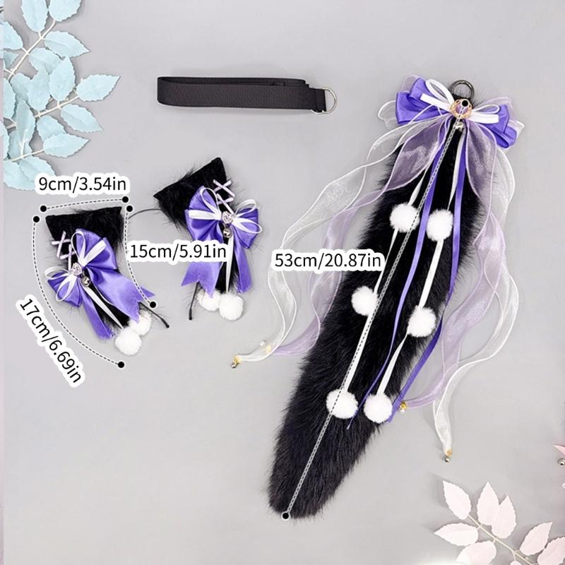 Wolf Ear Headband Wolf Tail Costume Furry Ear Headband Furry Tail Halloween Cosplay Accessories for Women Masquerade