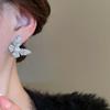 Silver Needle Luxury Zircon Flower & Butterfly Pearl Earrings - High-End French Retro Autumn/Winter Style