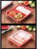 Four-Grid Disposable Plastic Bento Lunch Box with Lid, Multi-Compartment Food Packaging Container.