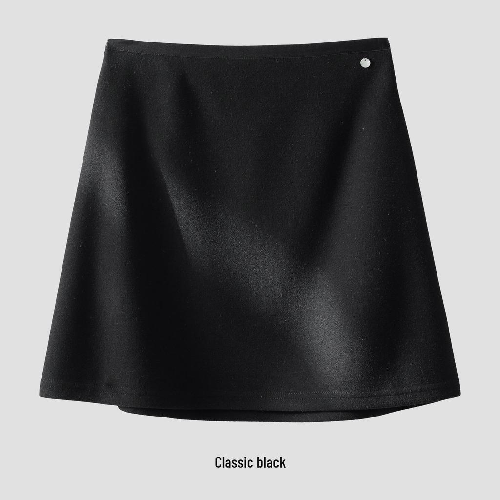 Rong Tai Vinegar Fiber Wool High-Waisted A-Line Mini Skirt - Elegant & Slimming for Petite Figures