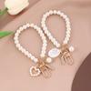 Cute Pearl Keychain for Women Girls Shiny Pearl Bead Shell Phone Bag Backpack Charm Accessory Car Key Key Chain Pendant 1