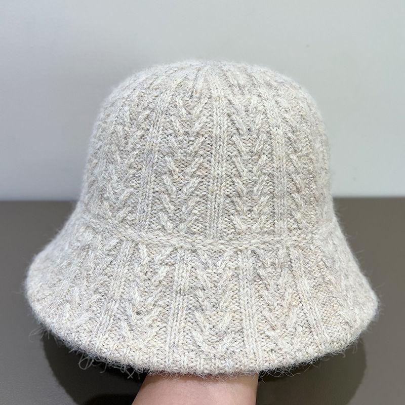 Retro Jednobarevný Klobouk Bucket Dámský Plyšový Pletený Klobouk Bucket Zimní Termální Klobouk Basin Dámský