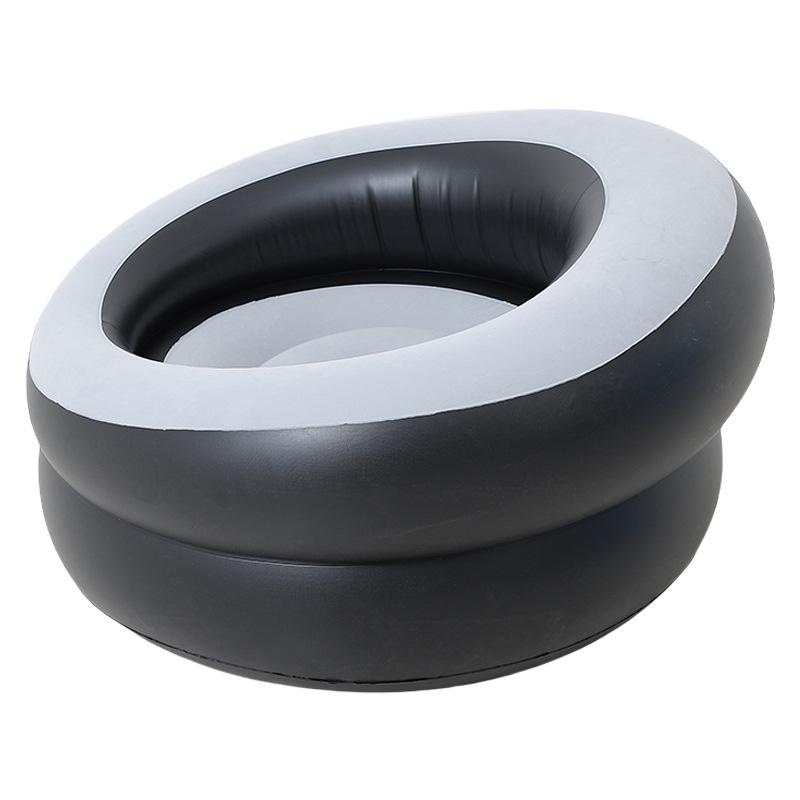 Eco-Friendly PVC Inflatable Flocking Lounge Chair for Camping - Portable, Thickened, Single Round Sofa
