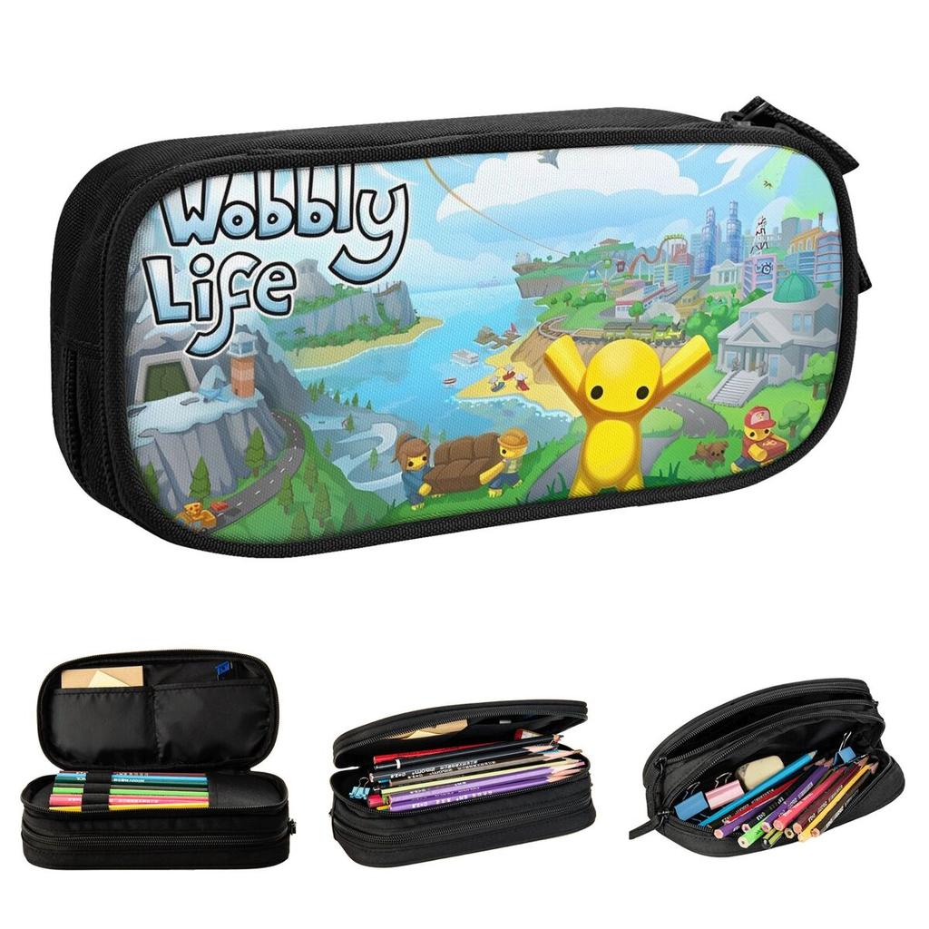 Cute Wobbly Life Online Game Pencil Case Pencilcases Pen for Student Large Storage Pencil Bags Office Zipper Stationery